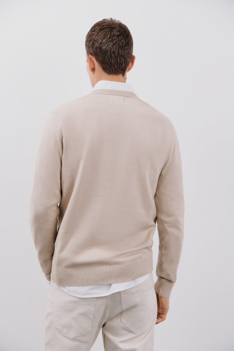 Cortefiel Jersey algodón cuello pico básico Mejor oferta