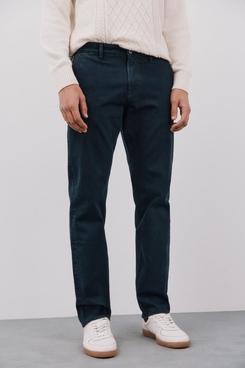 Cortefiel Pantalón 5 bolsillos color regular fit Precio de fábrica