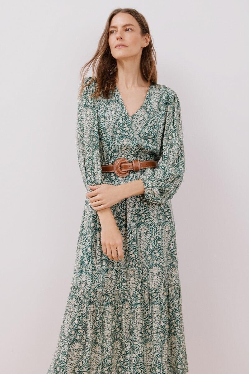 Cortefiel Vestido estampado largo
