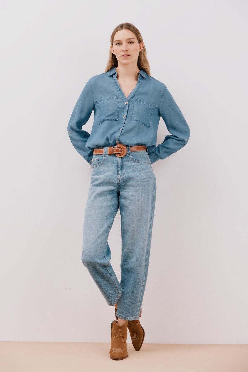 Cortefiel Camisa Vaquera Tencel Ahorra y exporta