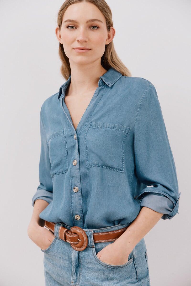Cortefiel Camisa Vaquera Tencel Ahorra y exporta