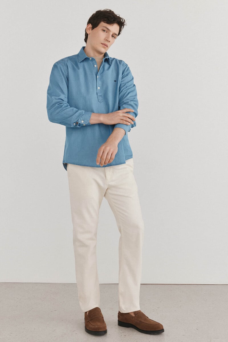 Cortefiel Polera denim tejido italiano En oferta