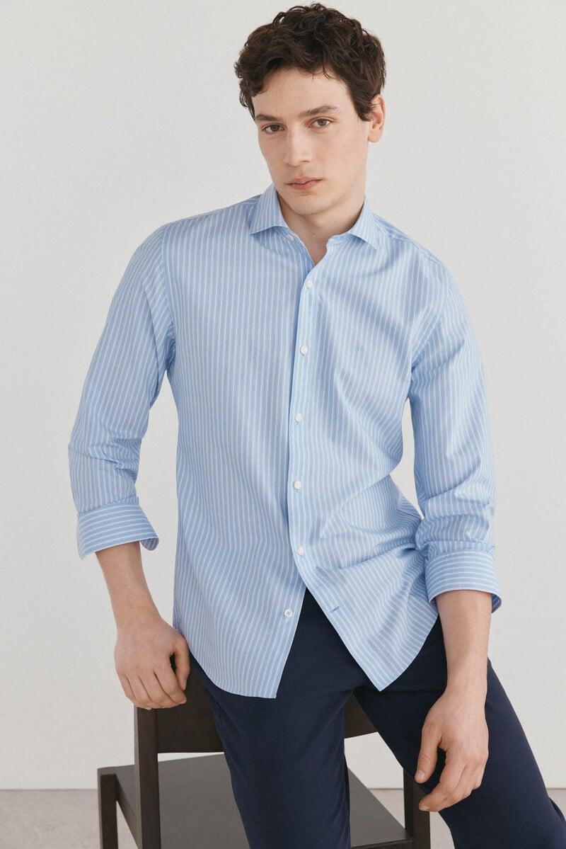 Cortefiel Camisa rayas fácil plancha + anti olor slim fit