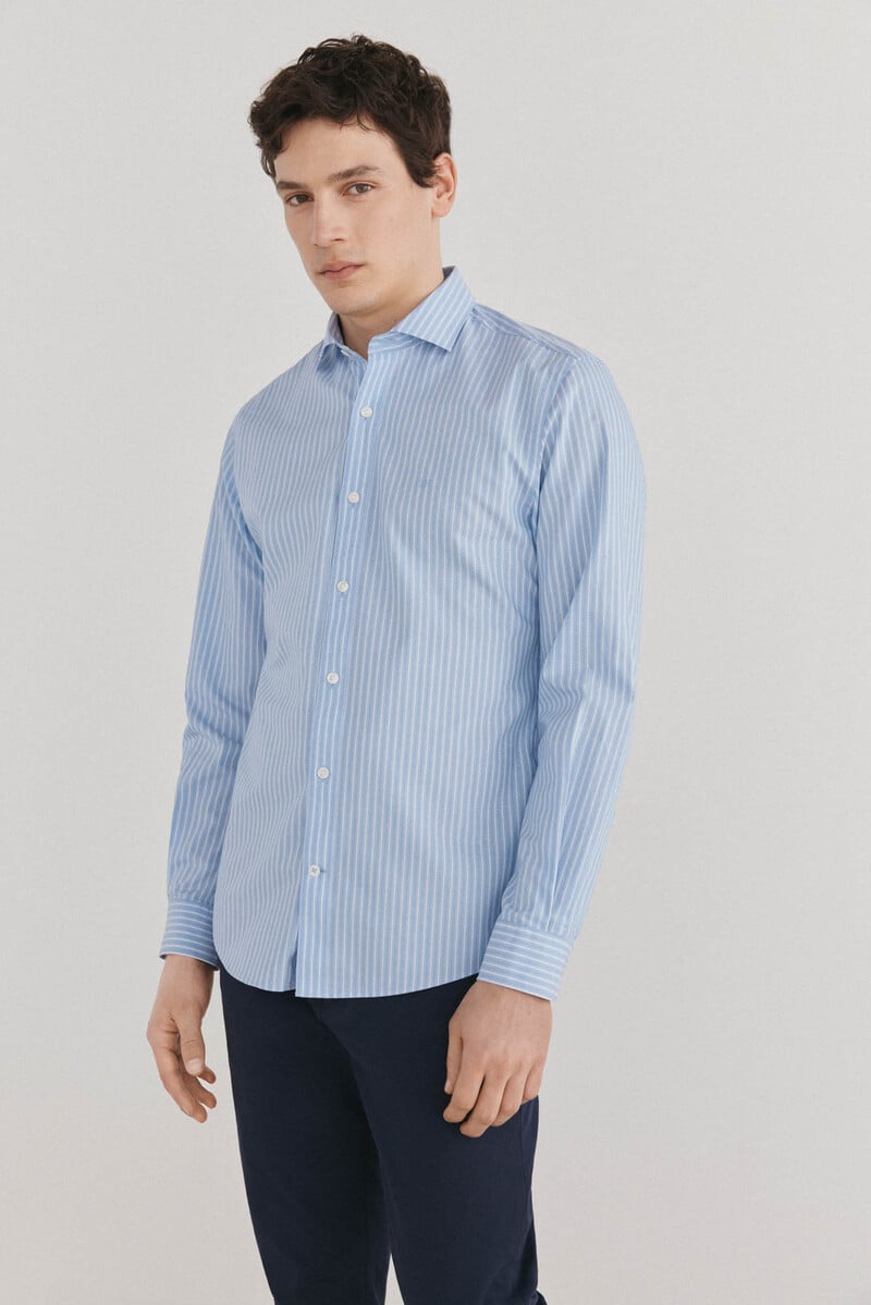 Cortefiel Camisa rayas fácil plancha + anti olor slim fit Tienda