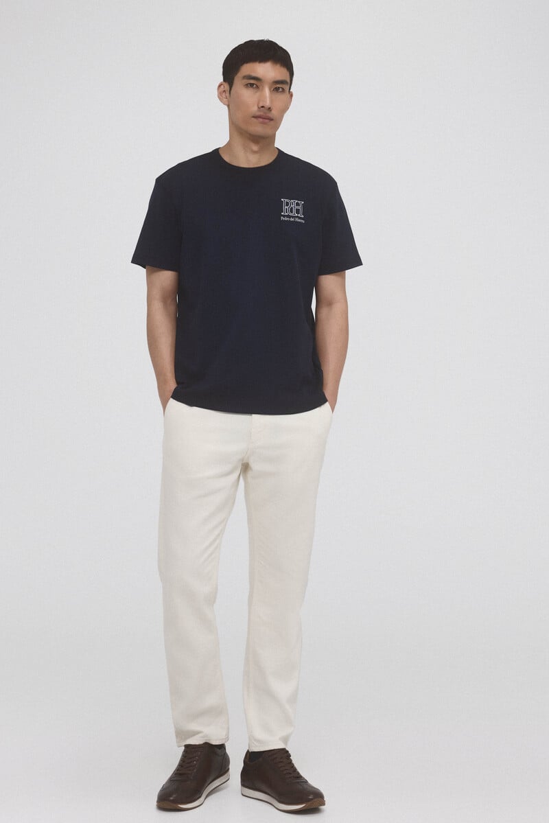 Cortefiel Camiseta lisa logo bordado Oferta especial