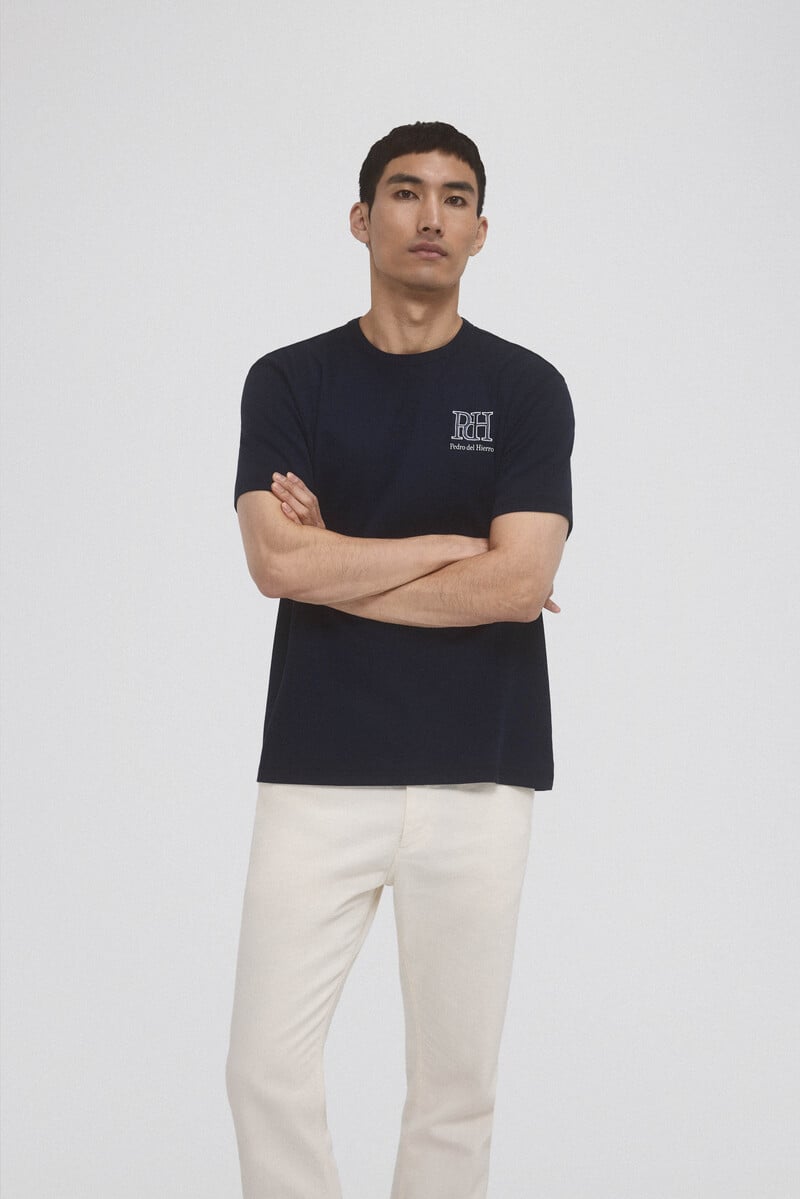 Cortefiel Camiseta lisa logo bordado Oferta especial