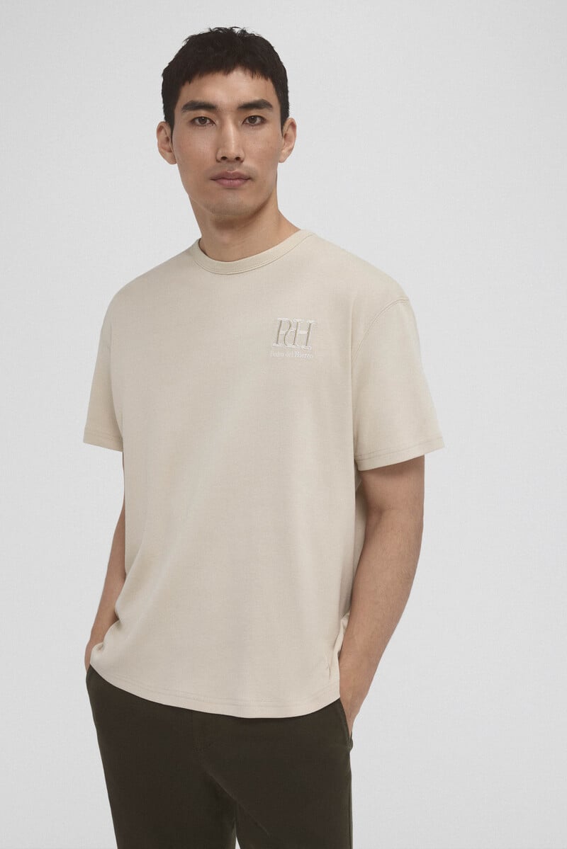 Cortefiel Camiseta lisa logo bordado Envío gratis