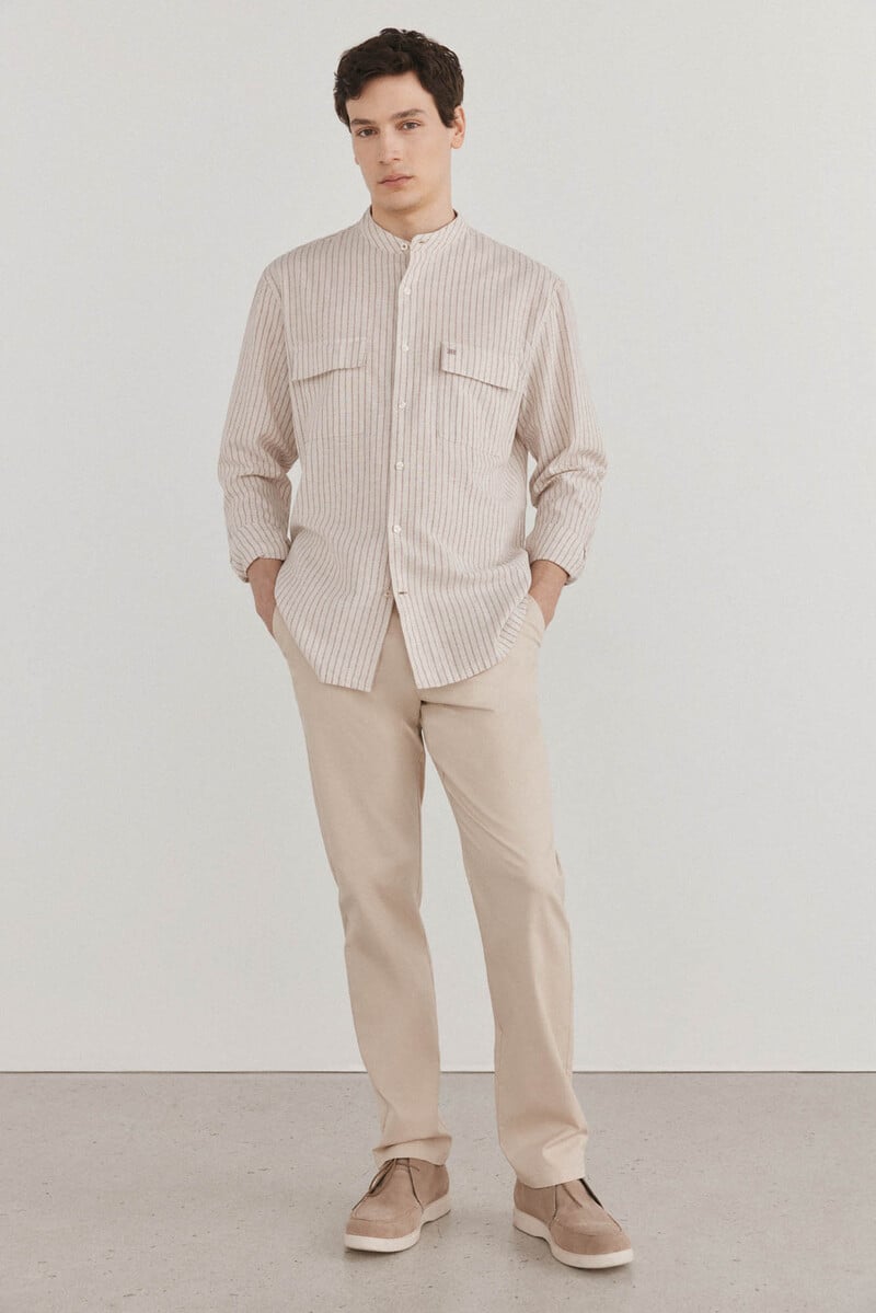 Cortefiel Camisa algodón lino rayas Precio de fábrica