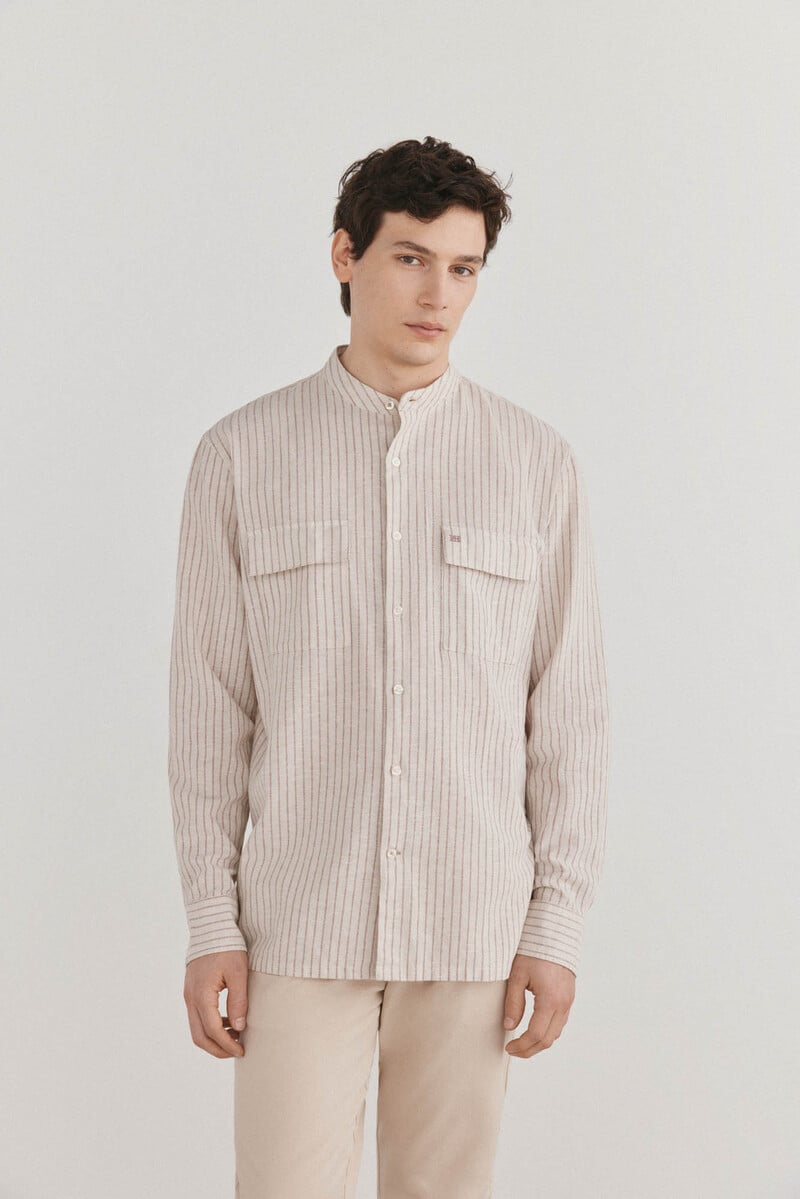 Cortefiel Camisa algodón lino rayas Precio de fábrica