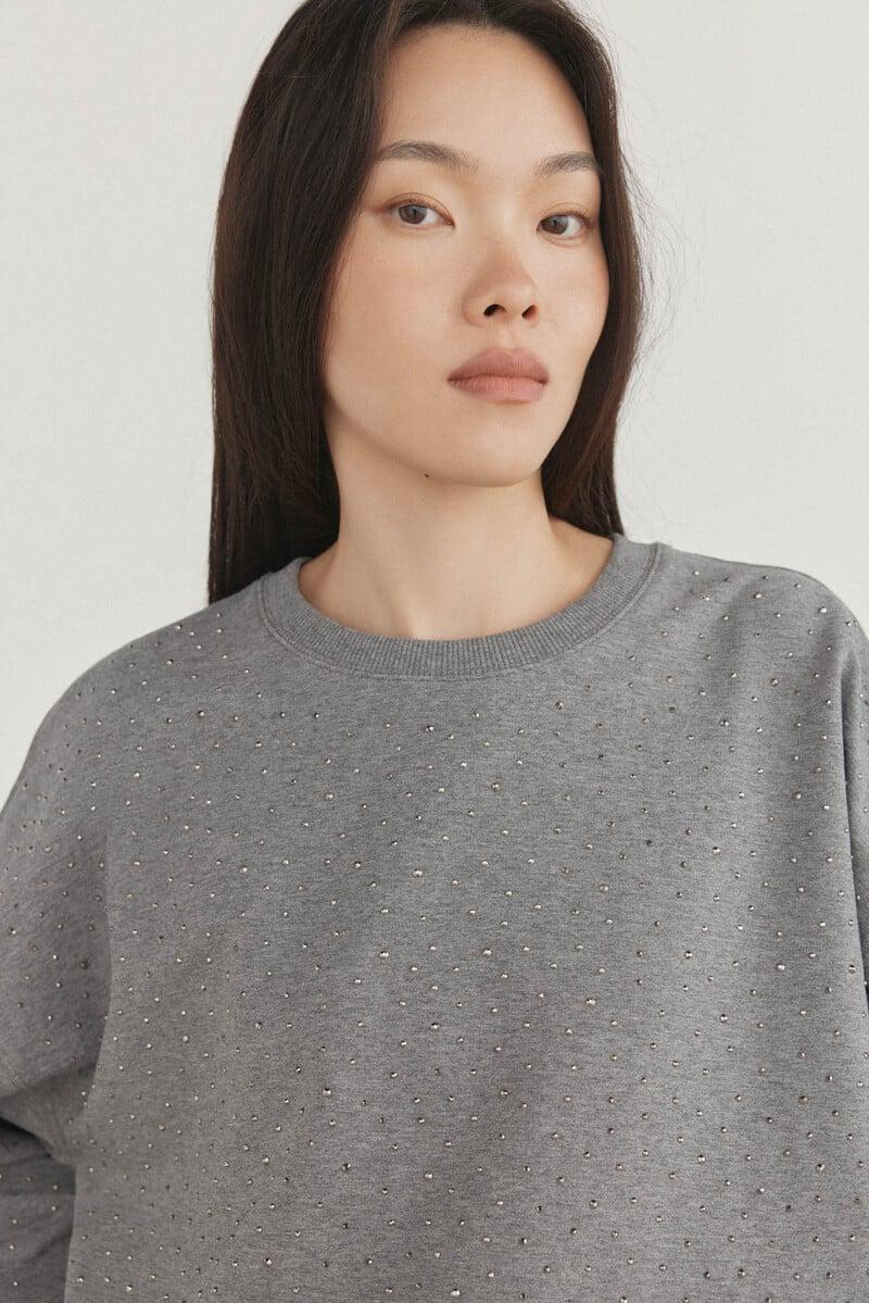 Cortefiel Sudadera lisa strass Rebajas online
