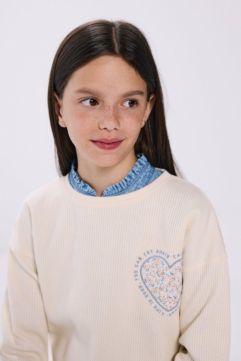 Cortefiel Camiseta rib corazón niña Venta caliente