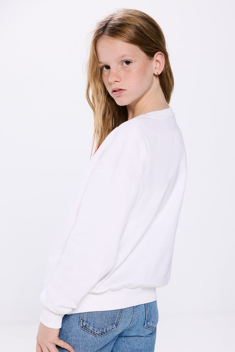 Cortefiel Sudadera corazón flock niña Tienda