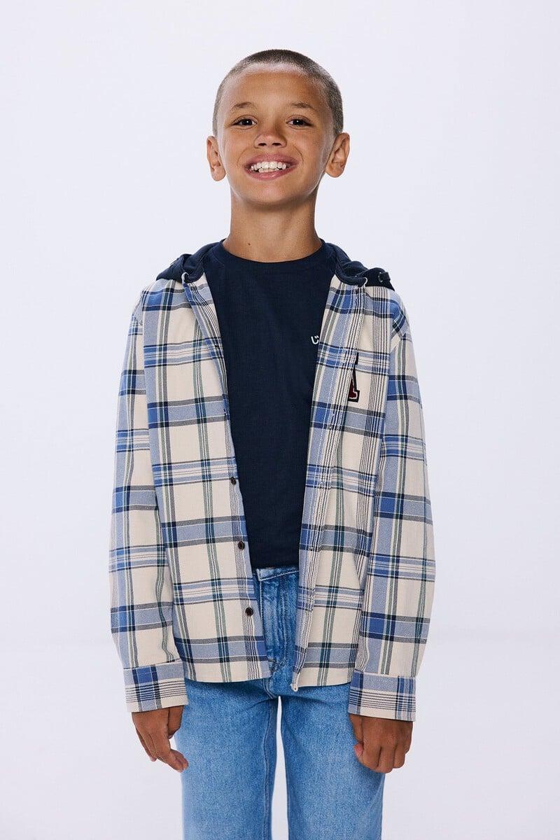Cortefiel Camisa cuadros capucha niño
