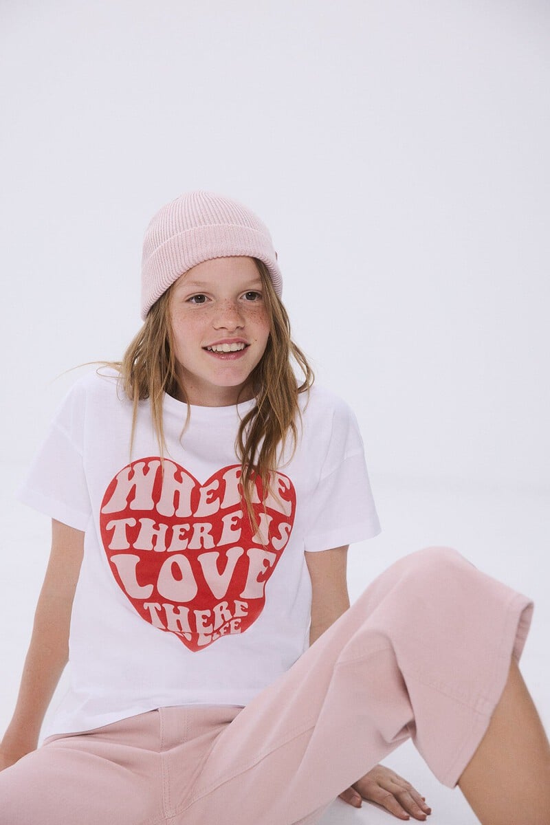Cortefiel Camiseta corazón niña