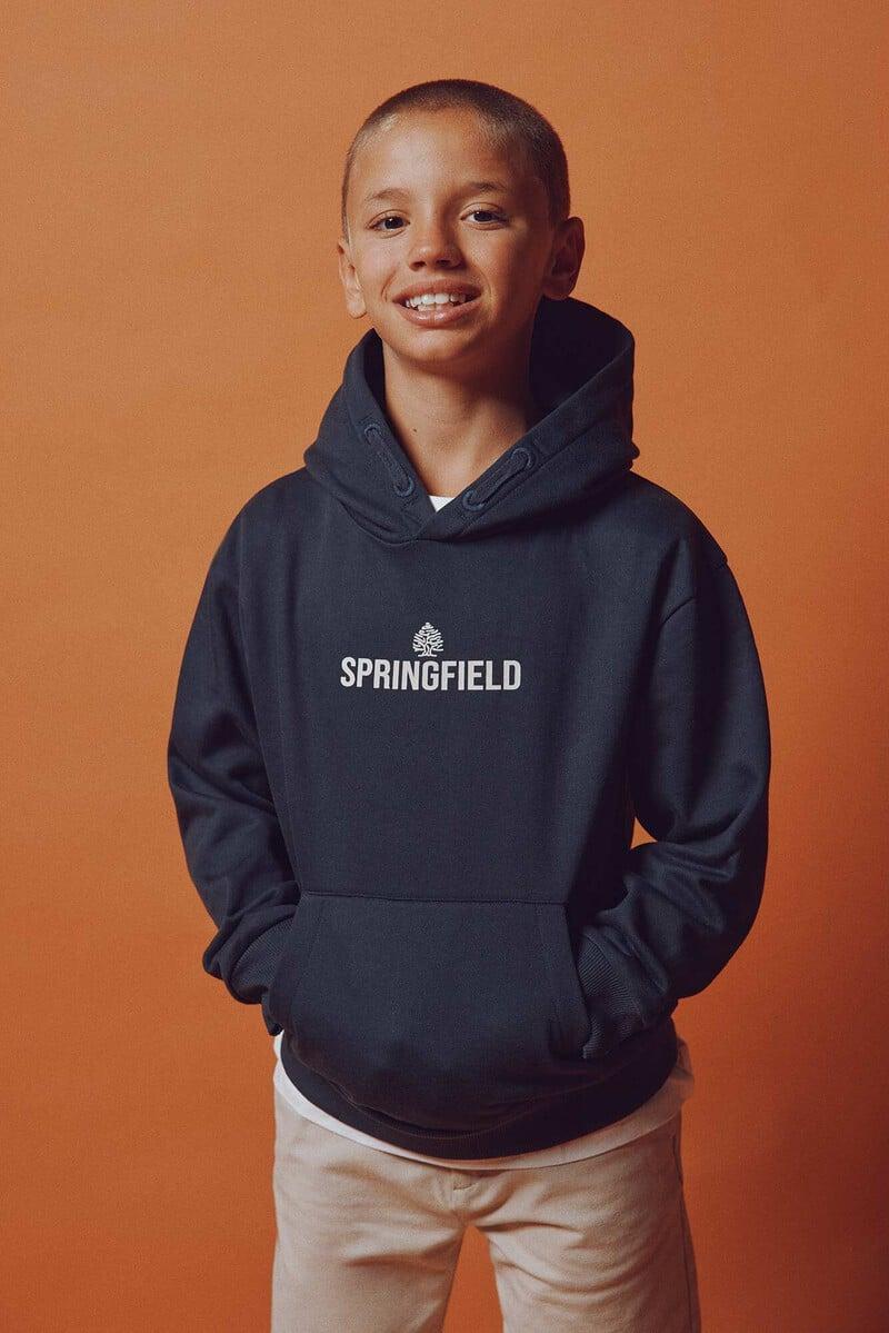 Cortefiel Sudadera capucha logo niño Superdescuento