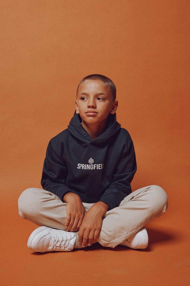 Cortefiel Sudadera capucha logo niño Superdescuento