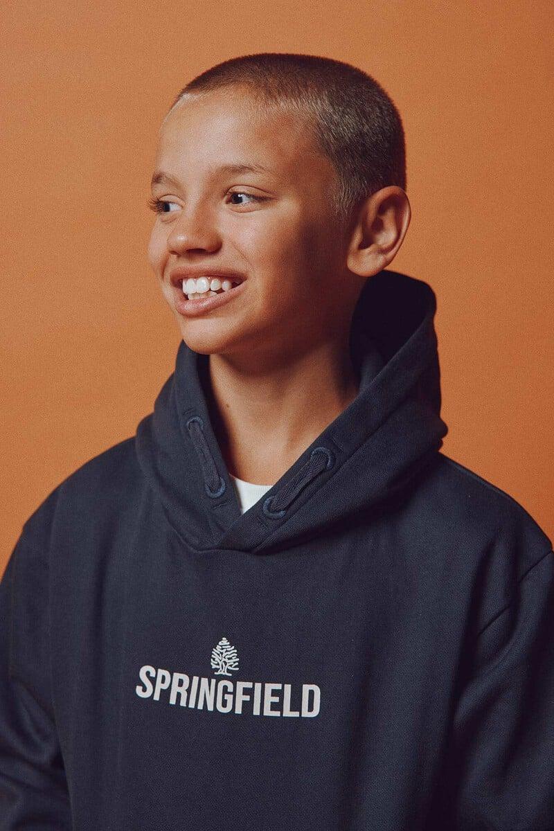 Cortefiel Sudadera capucha logo niño Superdescuento