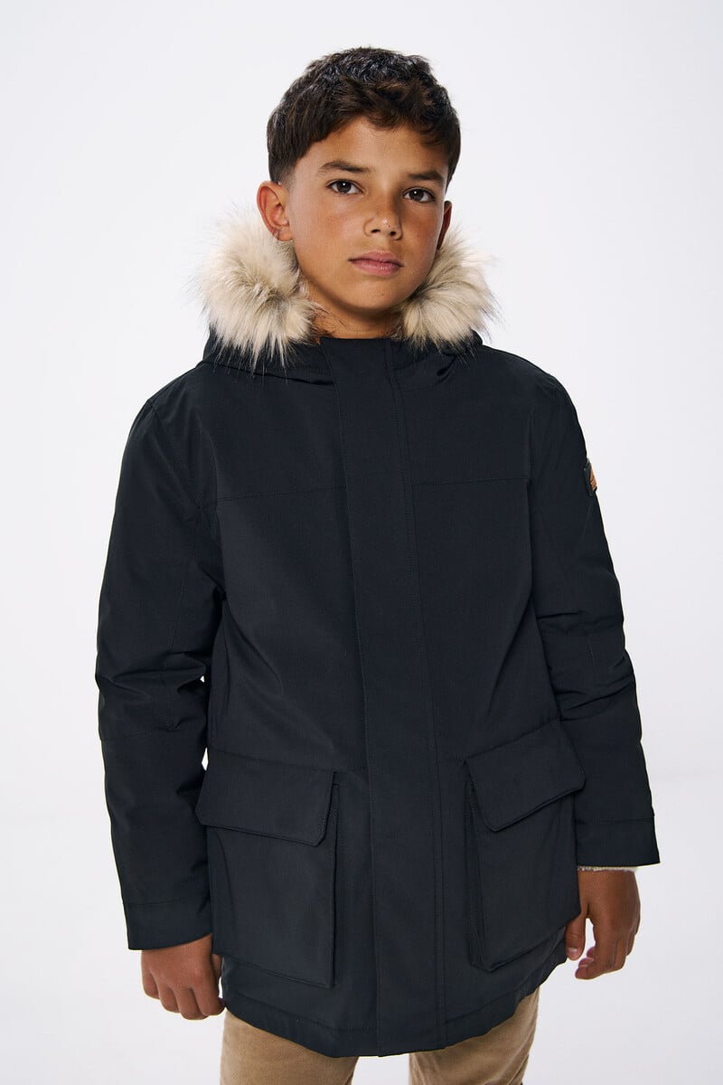Cortefiel Parka capucha con pelo niño Grandes ahorros