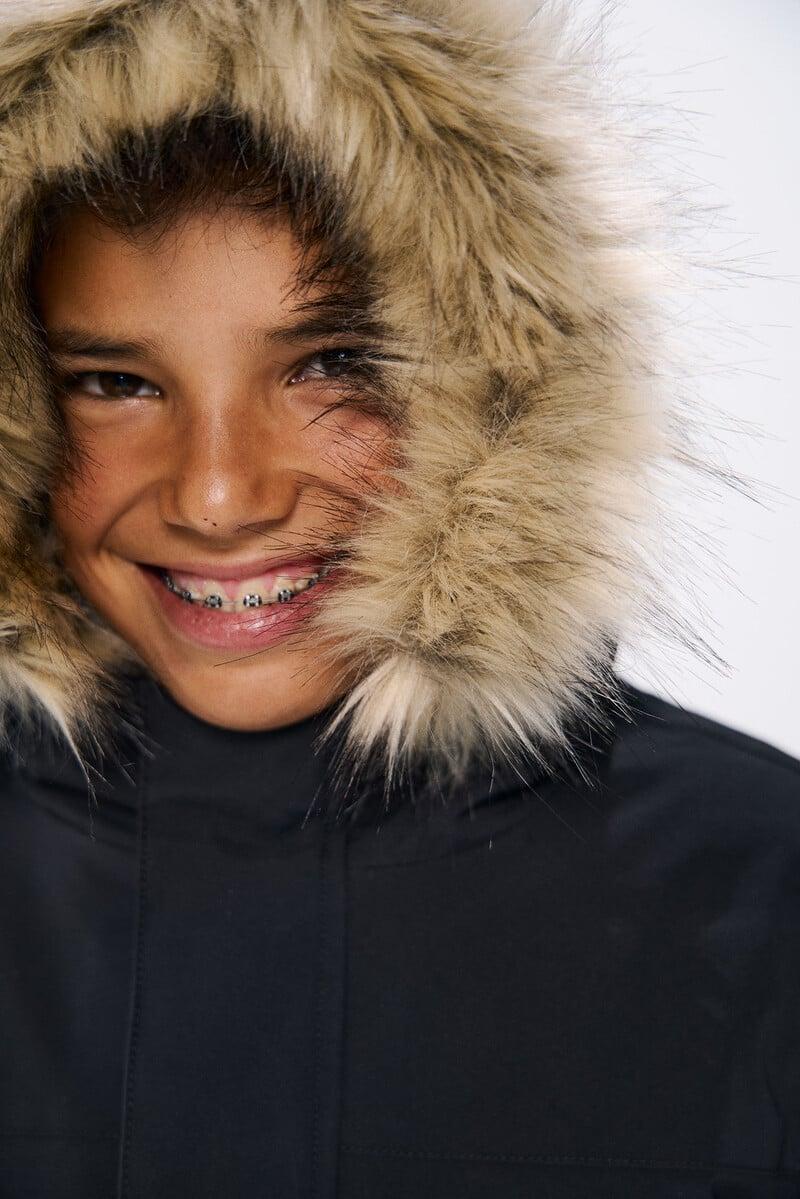 Cortefiel Parka capucha con pelo niño Grandes ahorros