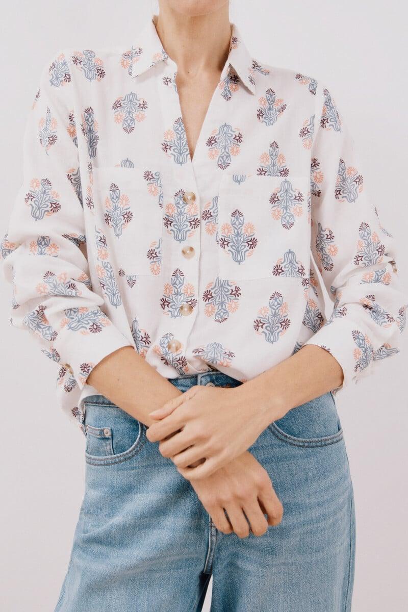 Cortefiel Camisa algodón estampada Rebajas baratas