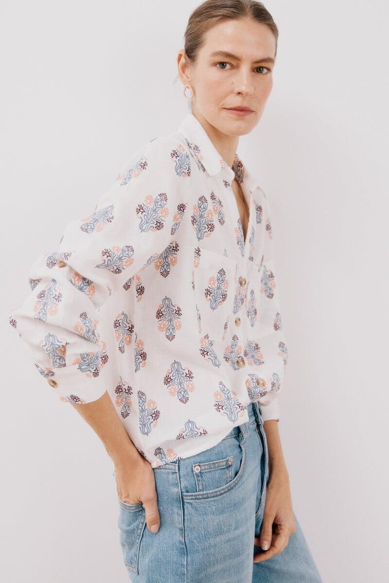 Cortefiel Camisa algodón estampada Rebajas baratas