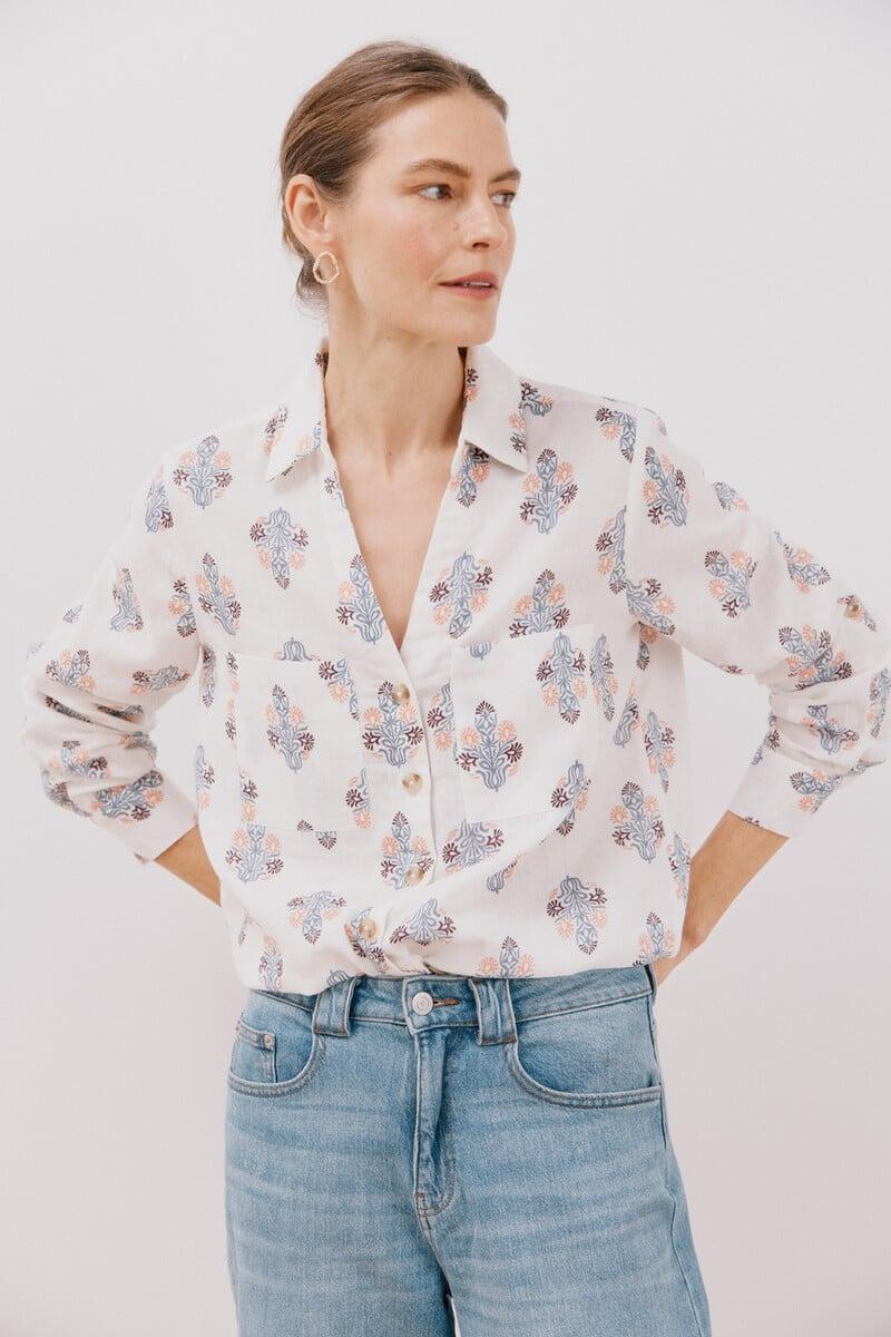 Cortefiel Camisa algodón estampada Rebajas baratas