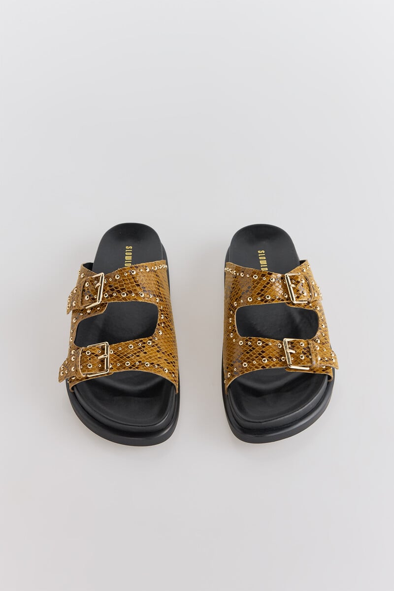 Cortefiel Sandalia de piel estampado serpiente