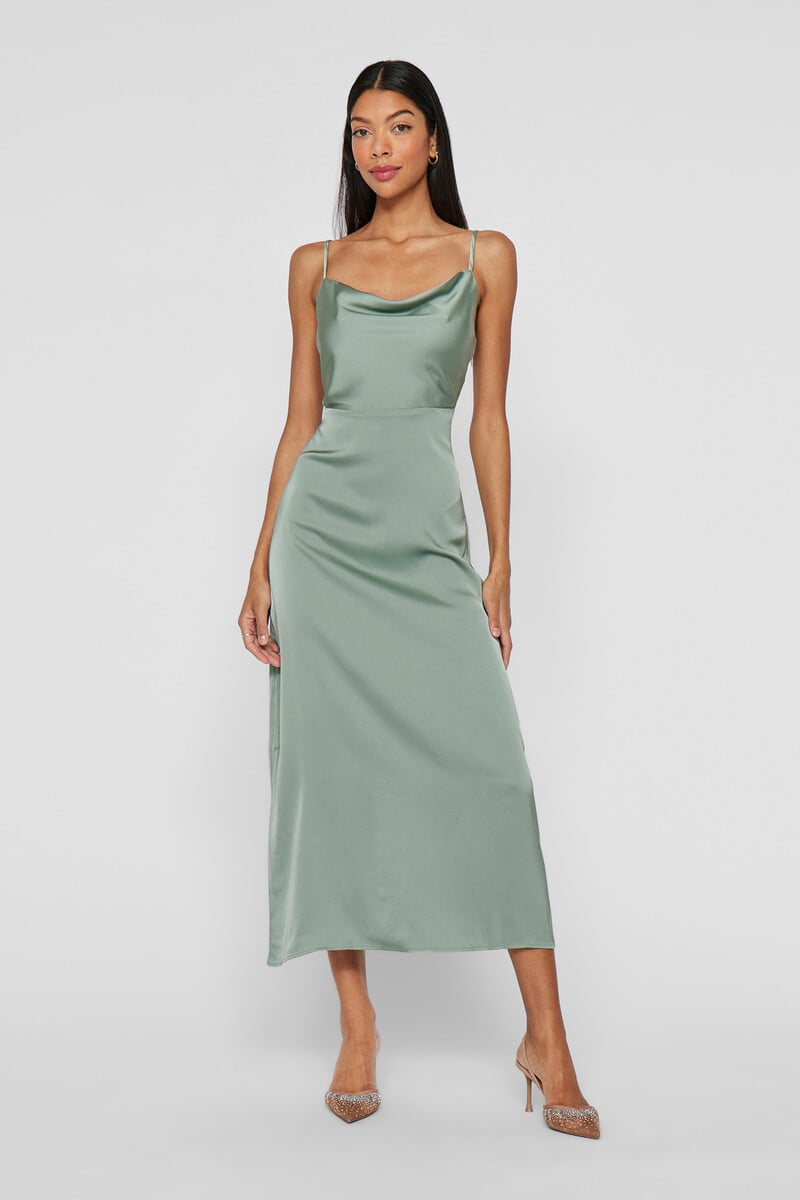 Cortefiel Vestido midi satinado Oferta especial
