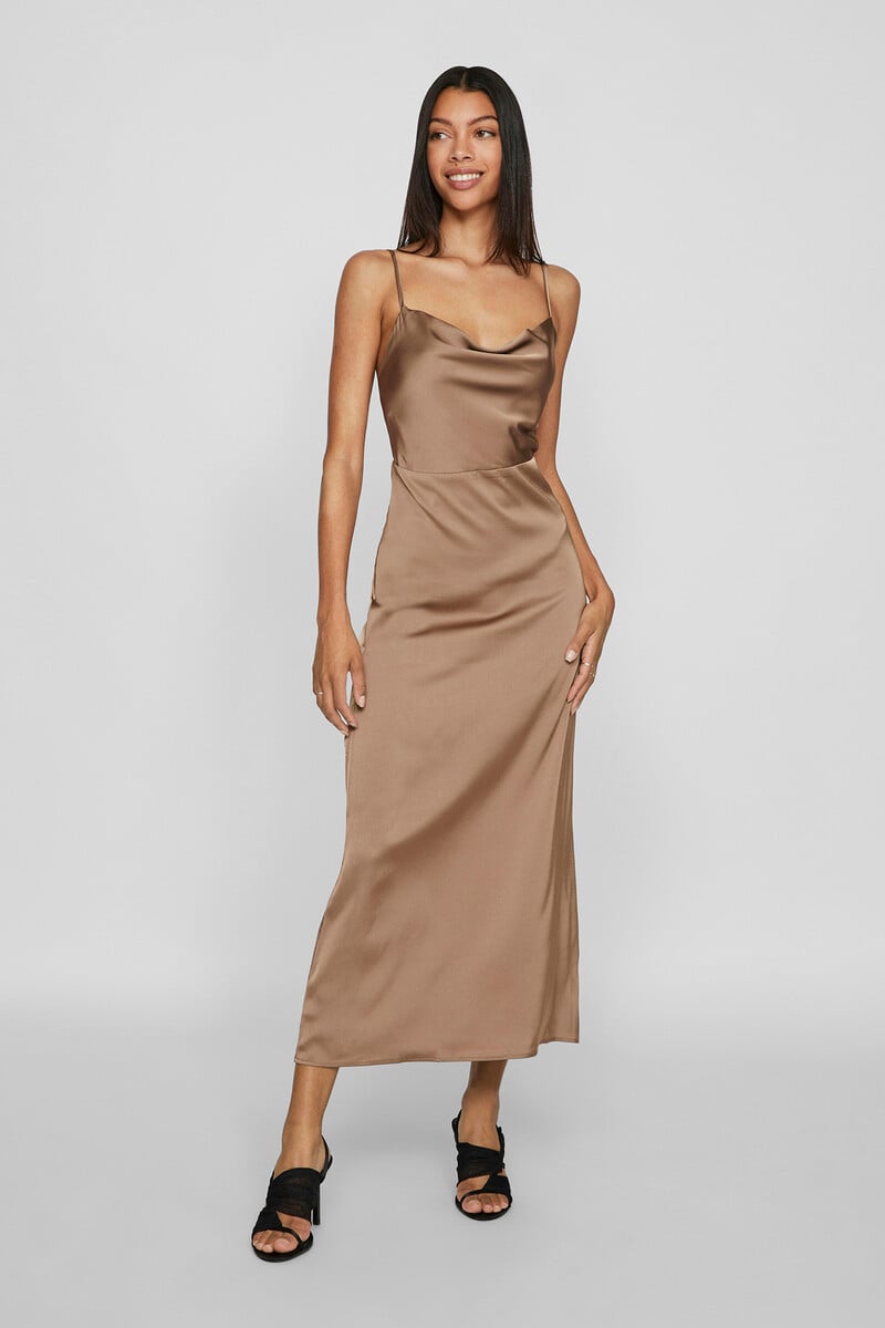 Cortefiel Vestido midi satinado ÚLTIMAS EDICIONES