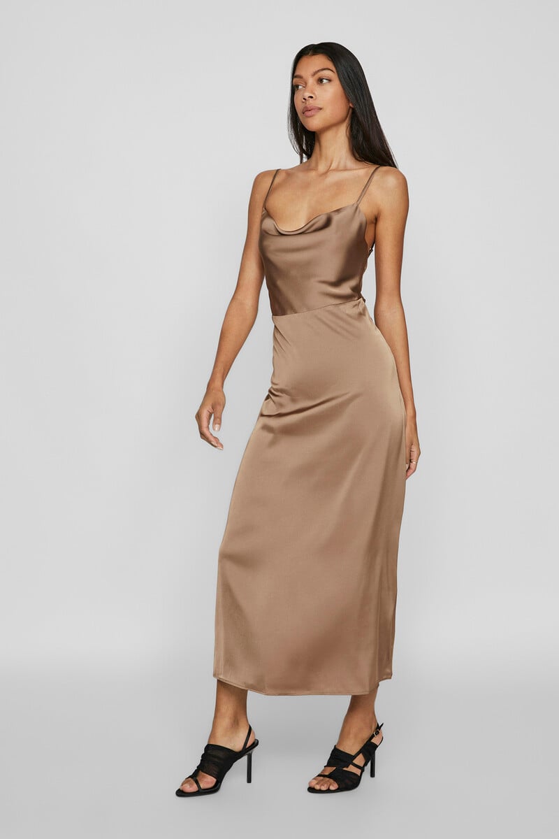Cortefiel Vestido midi satinado ÚLTIMAS EDICIONES