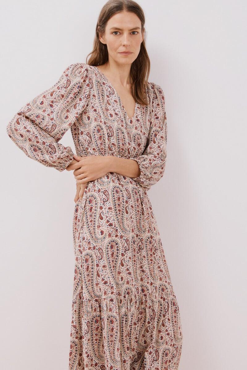 Cortefiel Vestido largo estampado