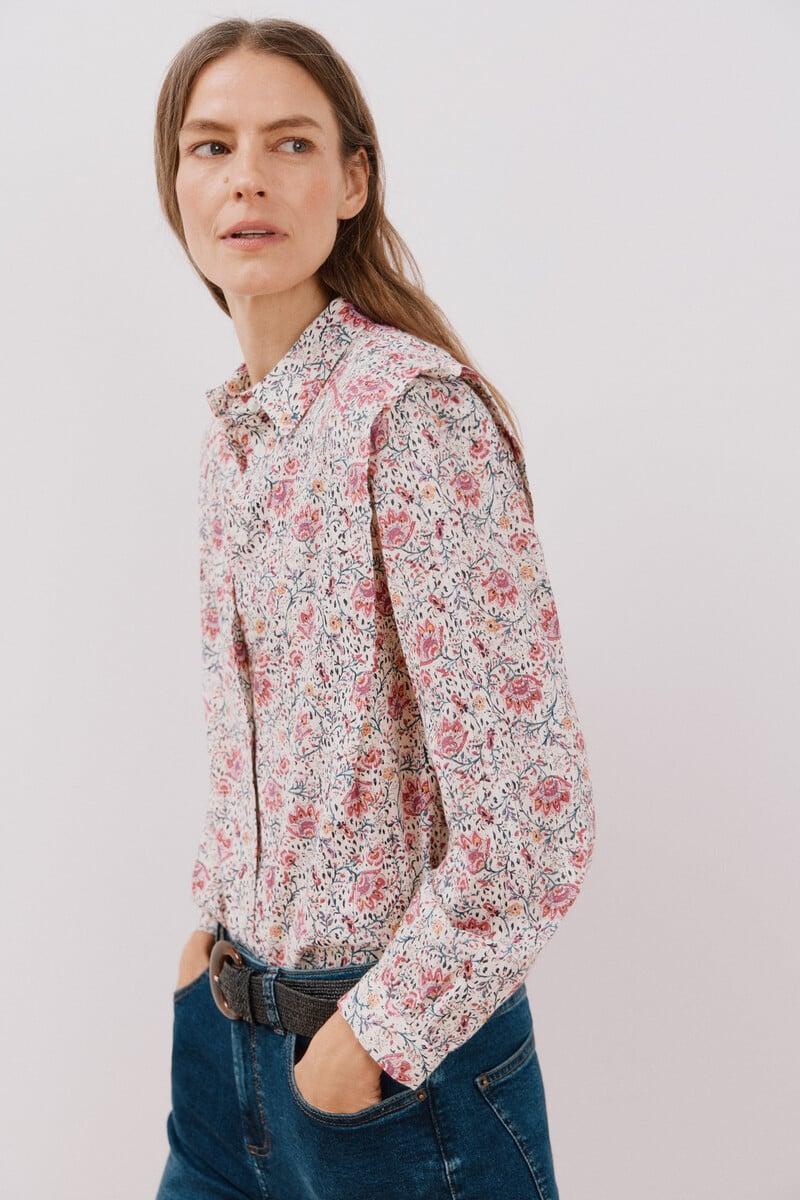 Cortefiel Camisa de algodón detalle bordado