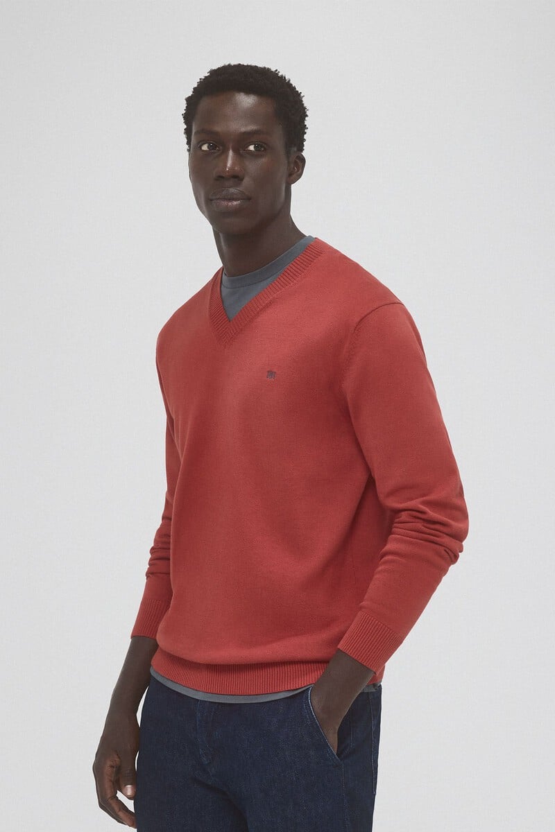 Cortefiel Jersey punto fino algodón cuello pico Ventas relámpago