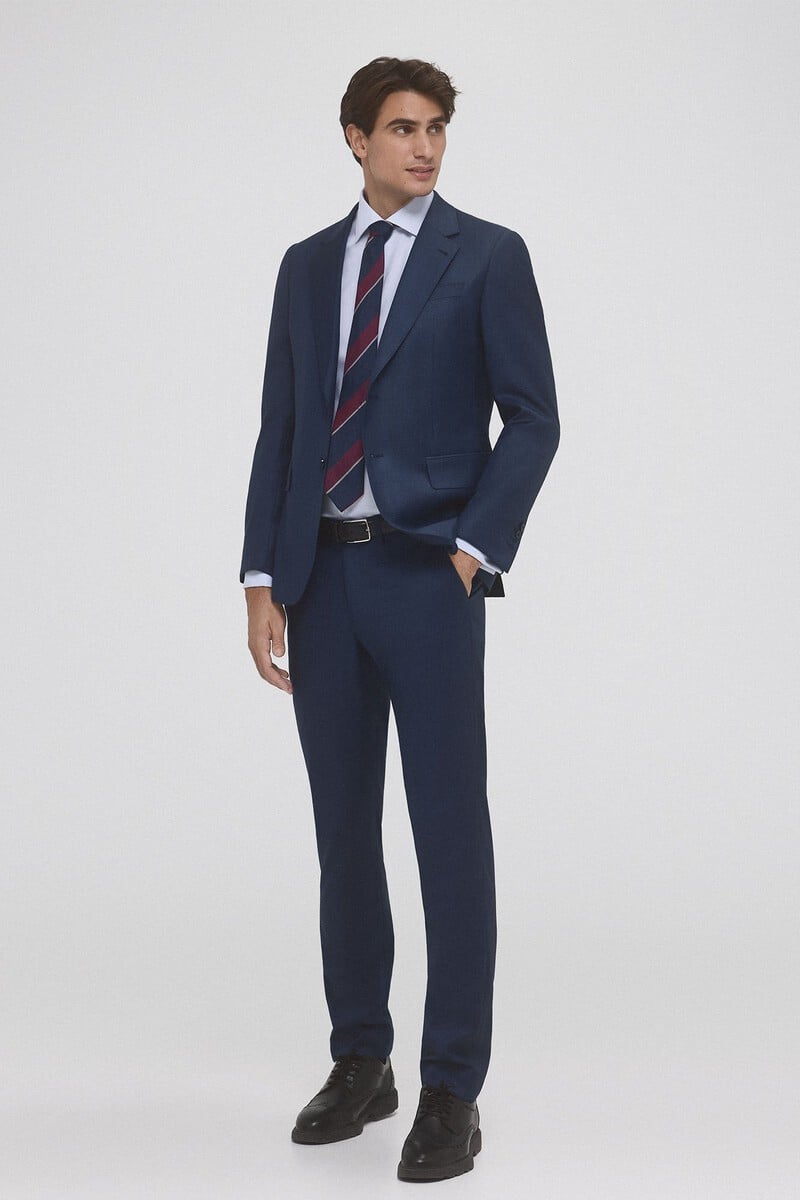 Cortefiel Camisa vestir puño gemelo non iron y antimanchas lisa tailored fit Liquidación