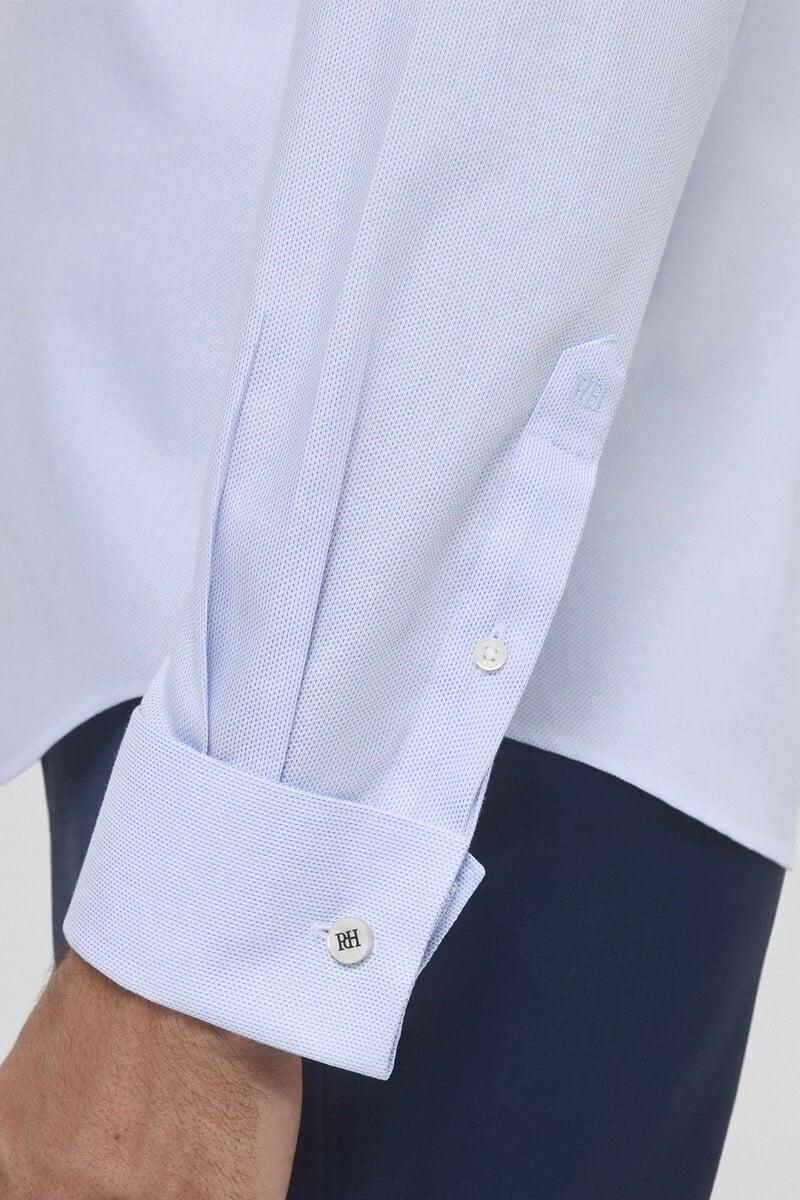 Cortefiel Camisa vestir puño gemelo non iron y antimanchas lisa tailored fit Liquidación