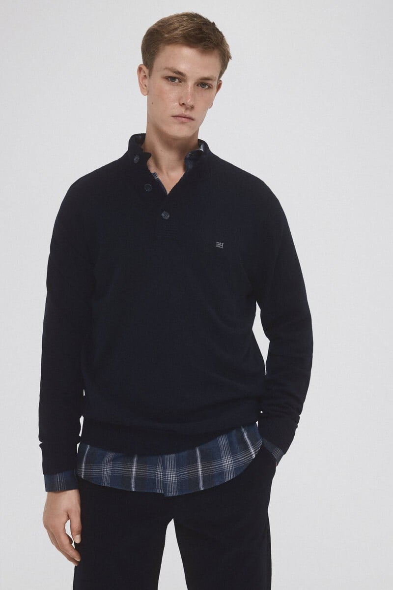 Cortefiel Jersey lana cashmere cuello alto botones