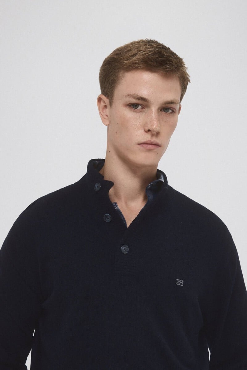 Cortefiel Jersey lana cashmere cuello alto botones En oferta