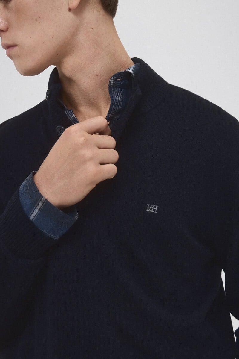 Cortefiel Jersey lana cashmere cuello alto botones En oferta