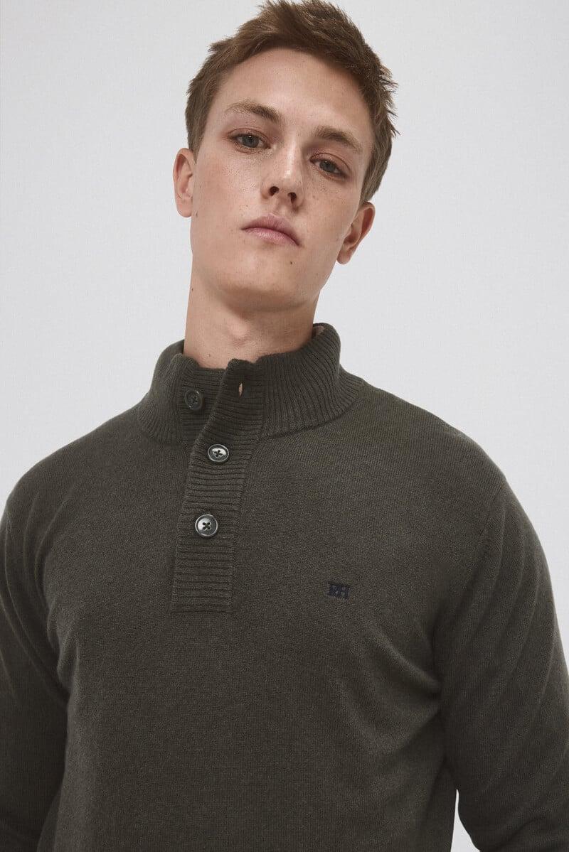 Cortefiel Jersey lana cashmere cuello alto botones Ventas relámpago