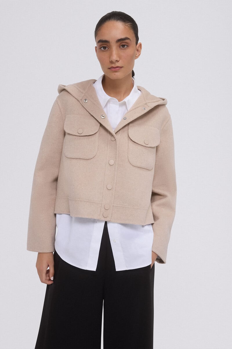 Cortefiel Chaqueta corta double face capucha Descuento