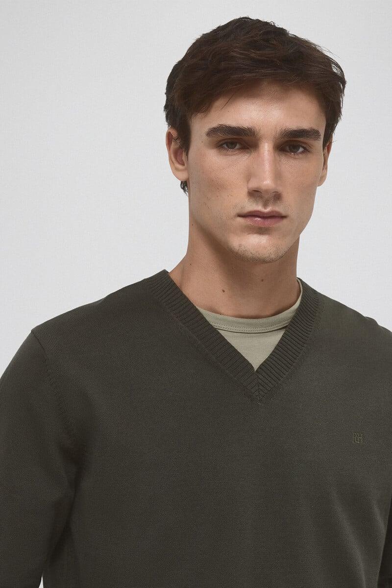 Cortefiel Jersey punto fino algodón cuello pico
