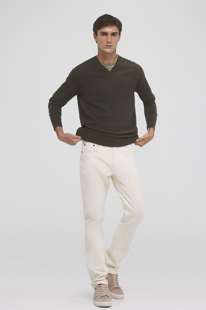 Cortefiel Jersey punto fino algodón cuello pico Precio de fábrica