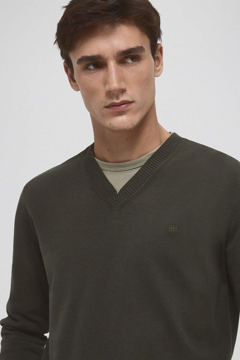 Cortefiel Jersey punto fino algodón cuello pico Precio de fábrica