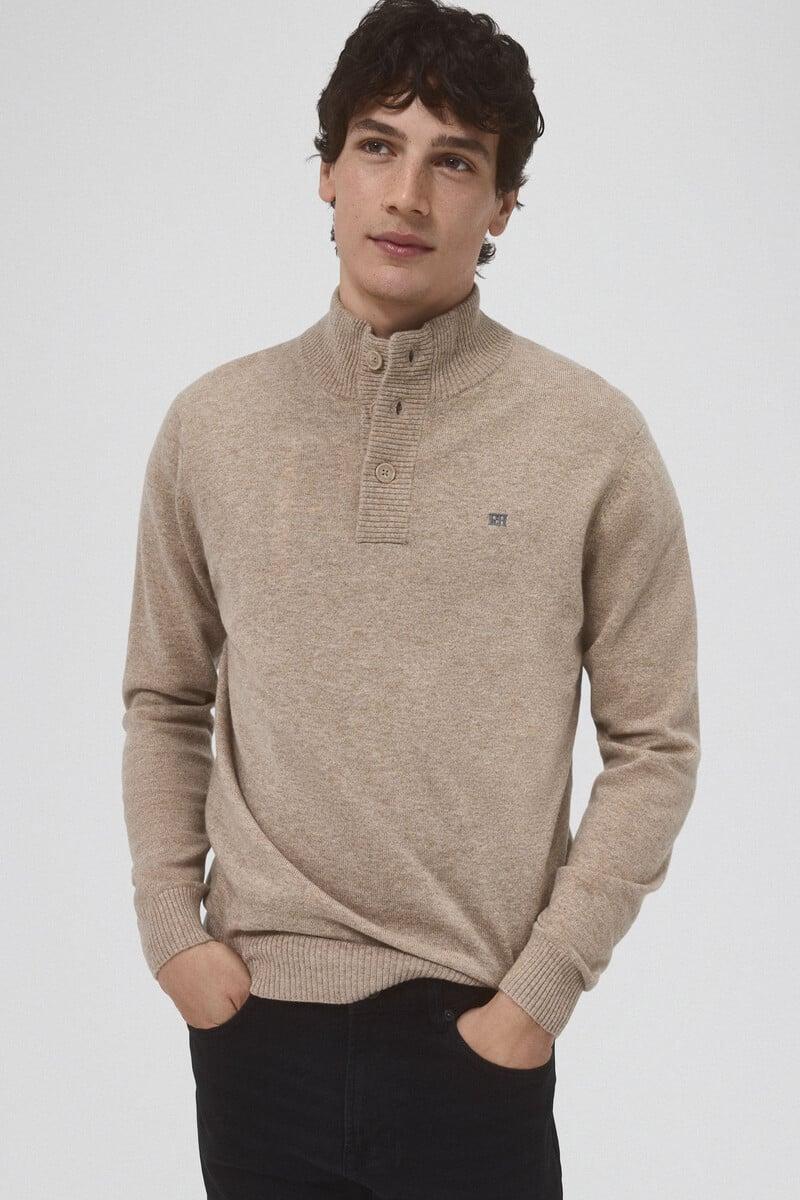 Cortefiel Jersey lana cashmere cuello alto botones
