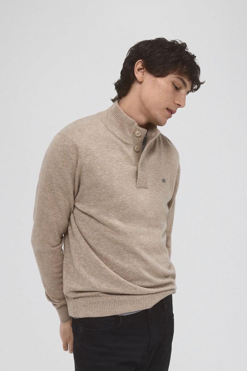 Cortefiel Jersey lana cashmere cuello alto botones Tienda de fábrica