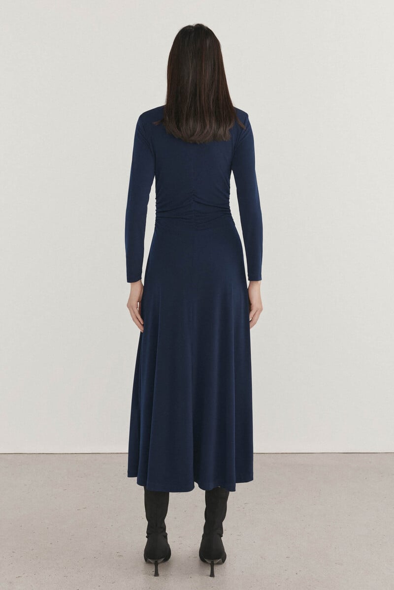 Cortefiel Vestido midi con frunce Ahorra y exporta