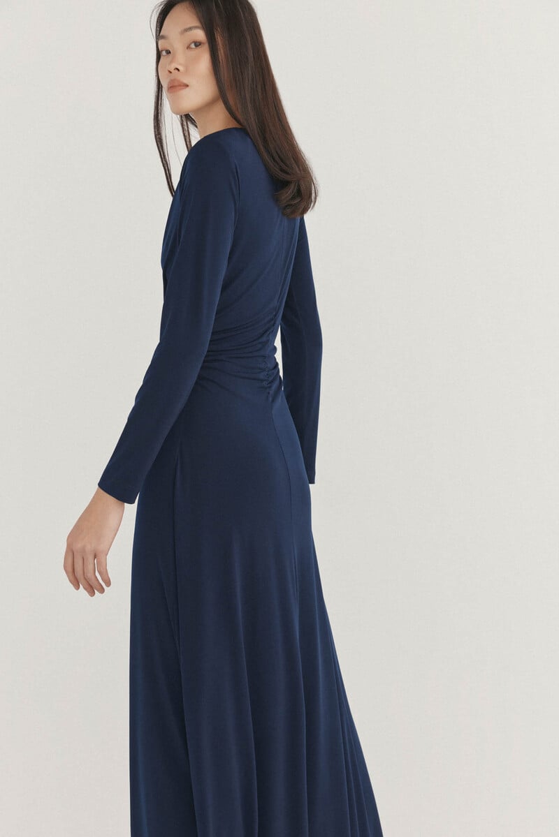 Cortefiel Vestido midi con frunce Ahorra y exporta