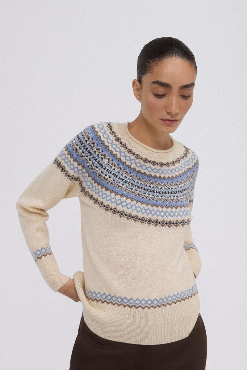 Cortefiel Jersey jacquard greca Última moda