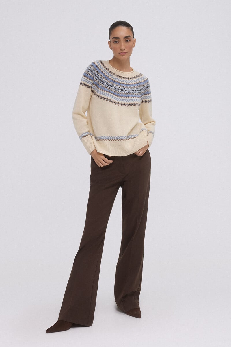 Cortefiel Jersey jacquard greca Última moda