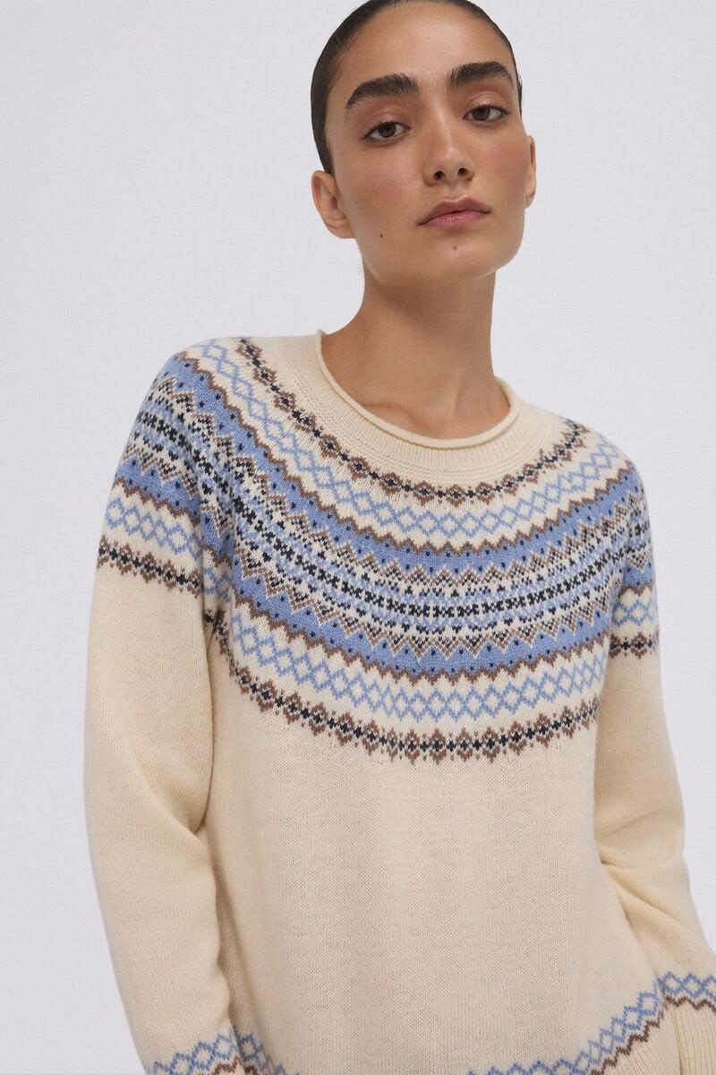 Cortefiel Jersey jacquard greca Última moda